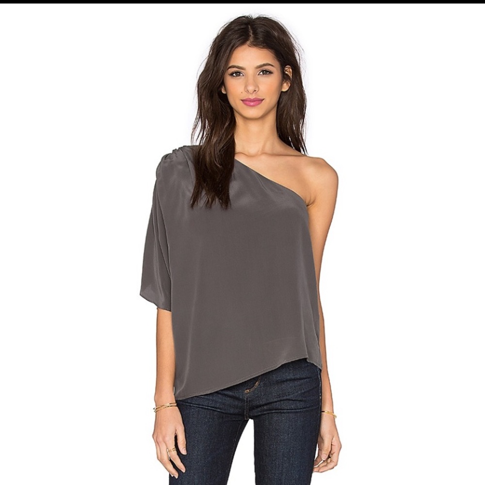 Joie Ramiera one shoulder silk top purple small
